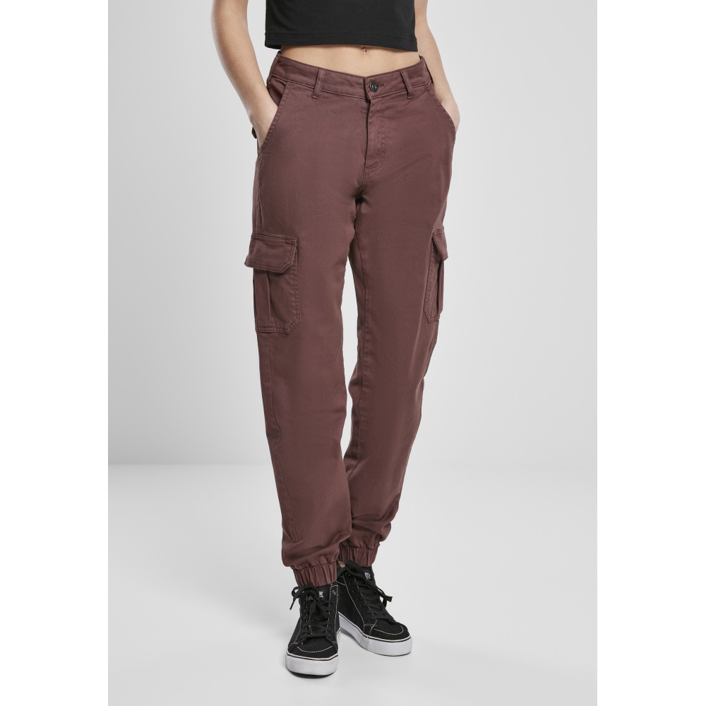 Urban Classics - High Waist Pantalon cargo - Bordeaux rouge